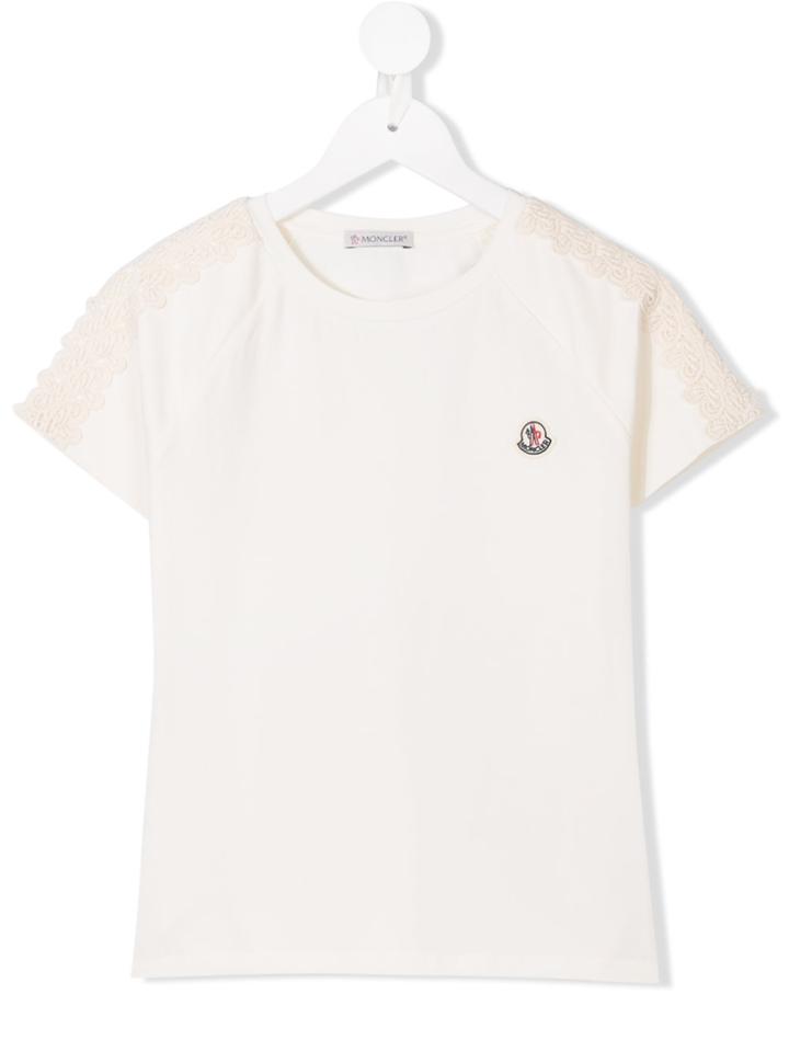 Moncler Kids Embellished Shoulder Top - Nude & Neutrals