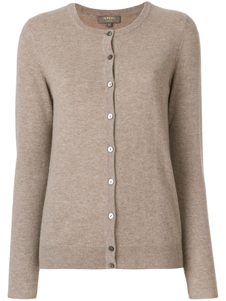 N.peal Cashmere Round Neck Cardiganr - Brown