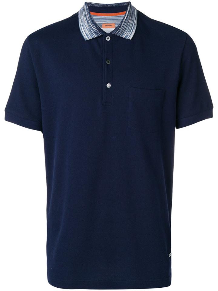 Missoni Contrasting Collar Polo Shirt - Blue