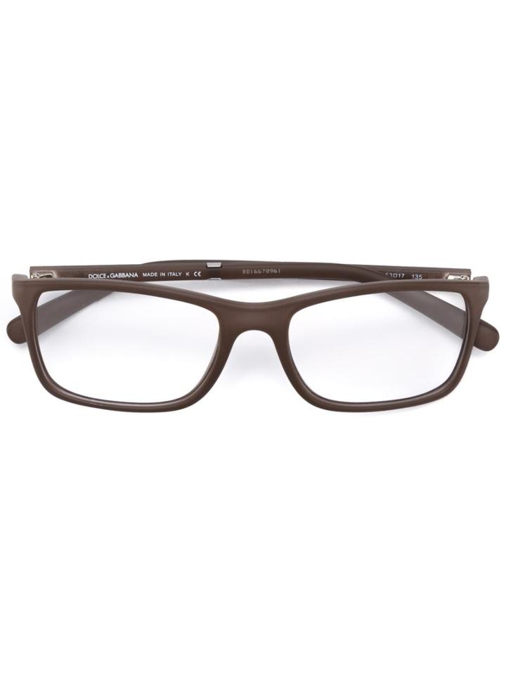 Dolce & Gabbana Square Frame Glasses, Brown, Acetate