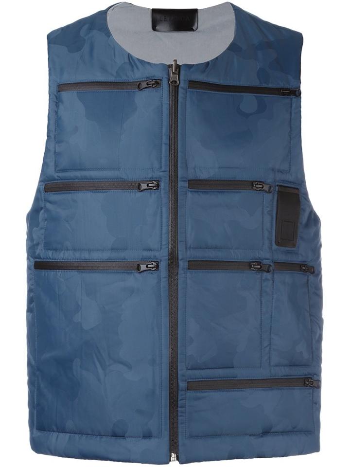 Letasca Camouflage Quilted Zipped Vest, Men's, Size: Medium, Blue, Nylon