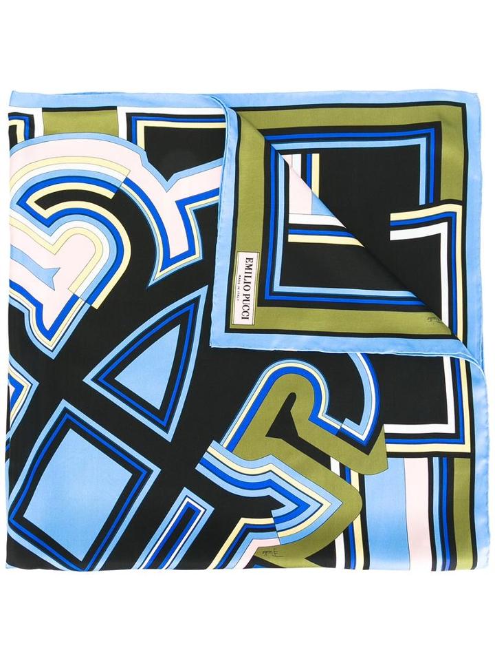 Emilio Pucci Jacquard Scarf, Women's, Blue, Silk