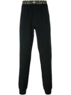 Versace 'greca' Waistband Track Pants, Men's, Size: 6, Black, Modal/spandex/elastane