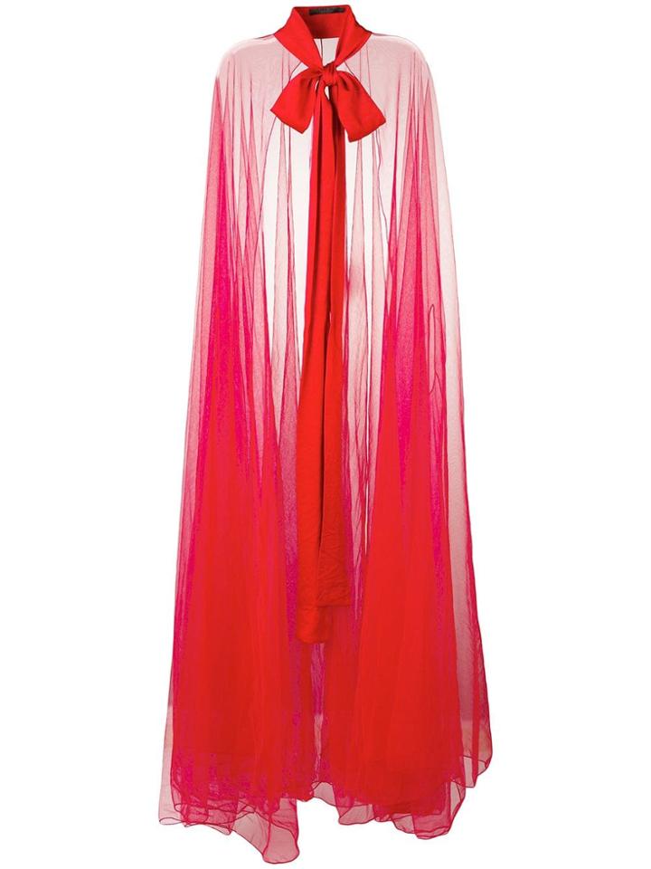 Amen Sheer Cape Coat - Red