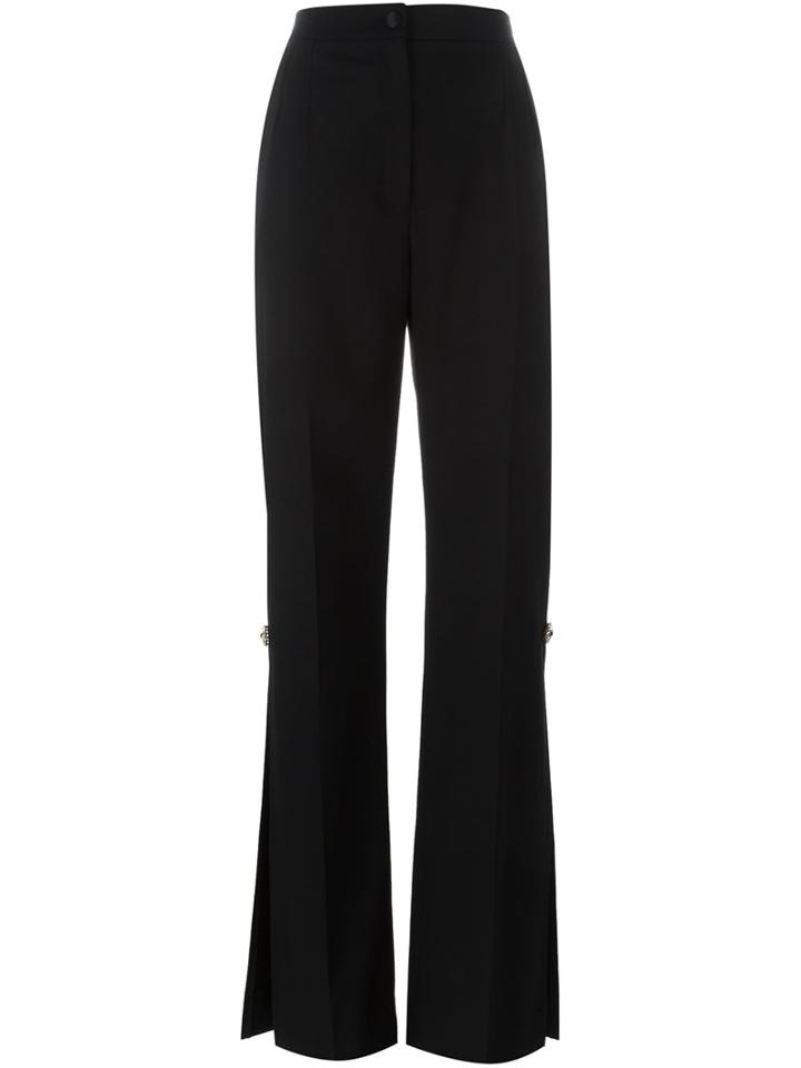 Dolce & Gabbana Side Slit Trousers, Women's, Size: 46, Black, Spandex/elastane/virgin Wool