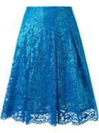Dresscamp Lace Applique Pleated Skirt, Women's, Size: 38, Blue, Cotton/nylon/polyurethane