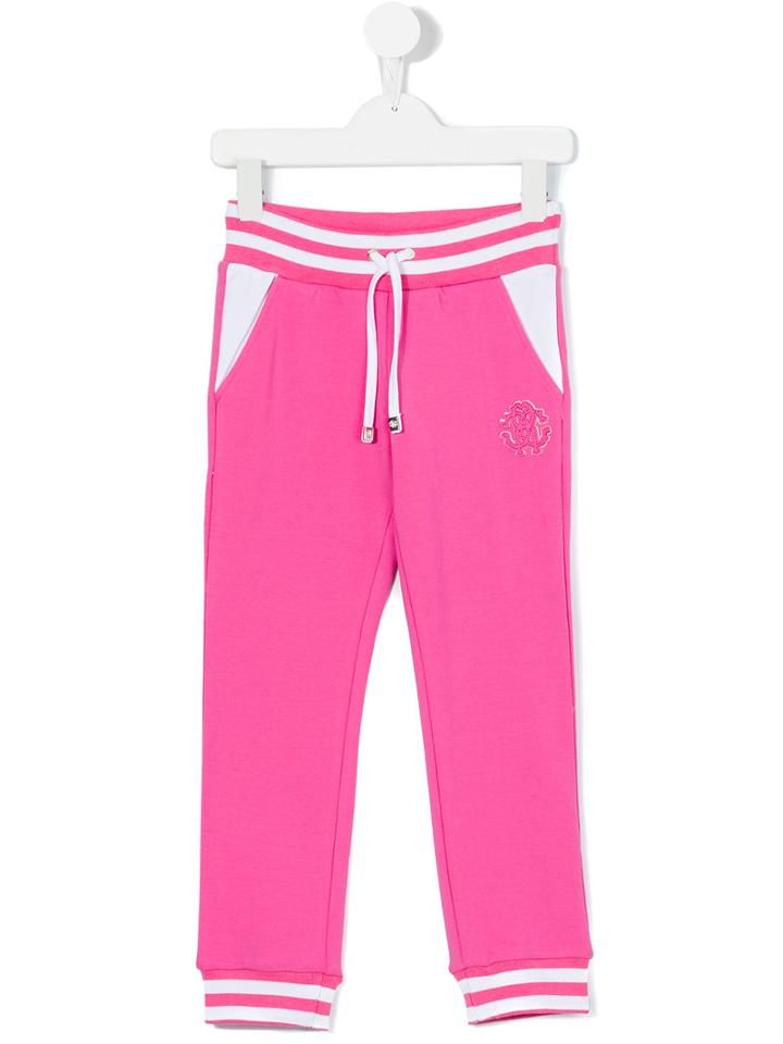 Roberto Cavalli Kids - Striped Trim Track Pants - Kids - Cotton/spandex/elastane - 8 Yrs, Pink/purple
