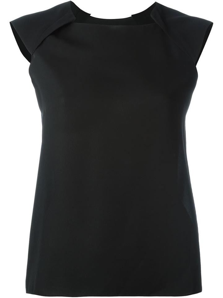 Maison Margiela Pleat Detail Tank Top, Women's, Size: 40, Black, Polyester
