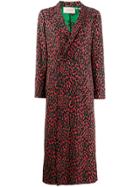 La Doublej Leopard Print Duster Coat - Red