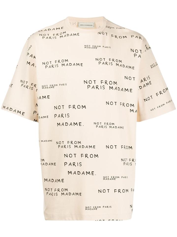 Drôle De Monsieur Printed Cotton T-shirt - Neutrals