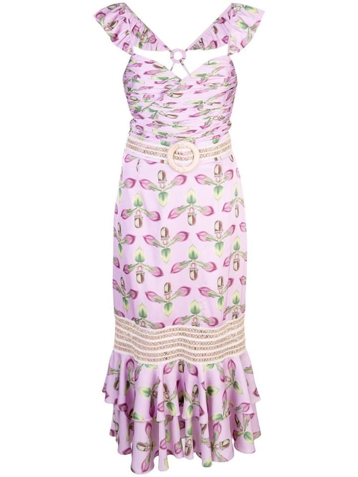 Patbo Jute Trim Belted Midi Dress - Purple