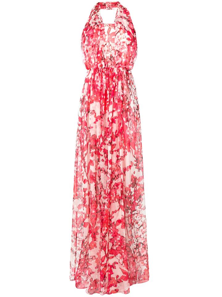 Max Mara Floral Print Georgette Gown - Red