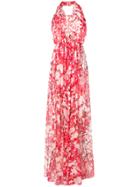 Max Mara Floral Print Georgette Gown - Red