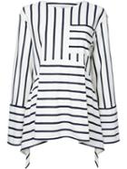 Goen.j - Striped Wide Sleeve Top - Women - Cotton/polyester - M, White, Cotton/polyester