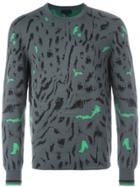 Lanvin Paneled Tiger Print Jumper - Green