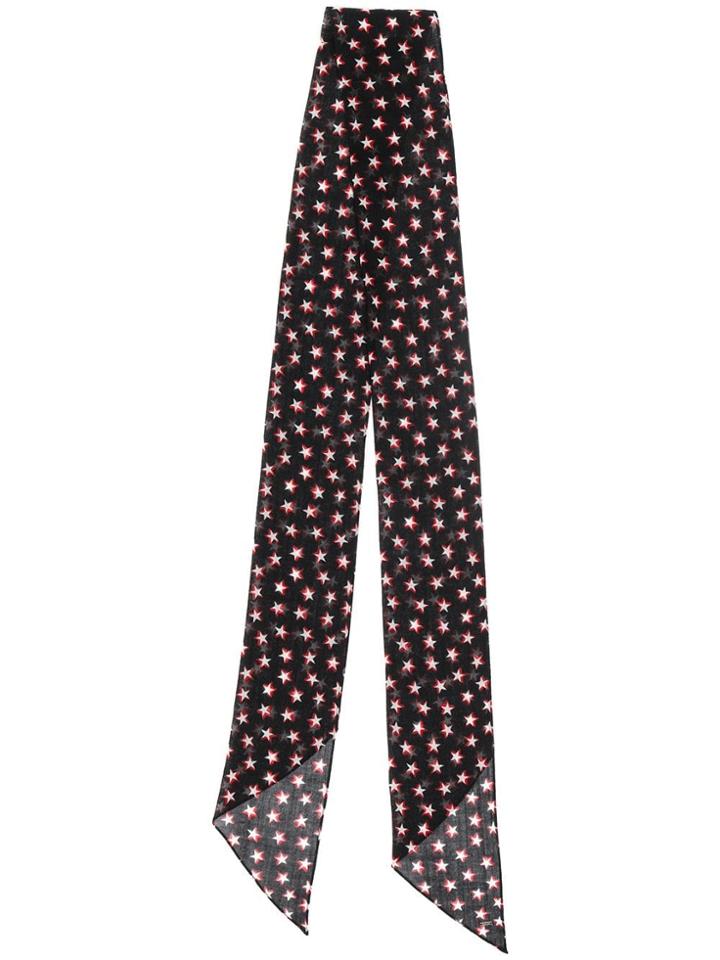 Saint Laurent Lavallière Tie With Star Motif Print - Black