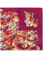 Salvatore Ferragamo Shoe Print Scarf, Women's, Pink/purple, Silk