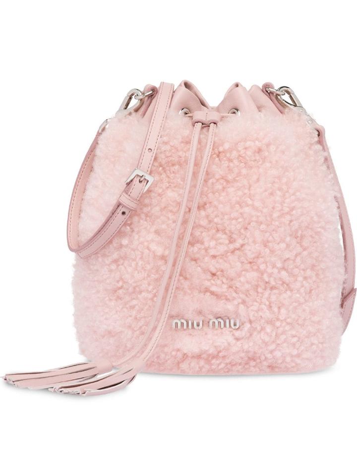 Miu Miu Shearling Bucket Bag - F0615 Orchid Pink