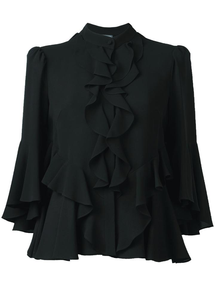 Alexander Mcqueen Ruffled Top, Women's, Size: 42, Black, Silk