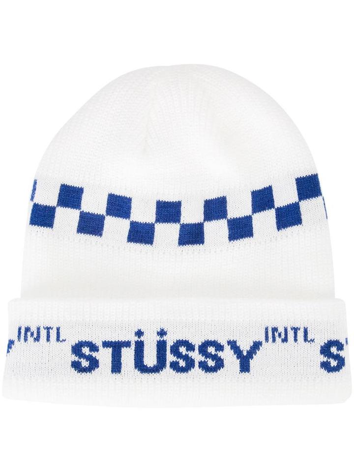 Stussy Road Cuff Beanie, Men's, White, Cotton