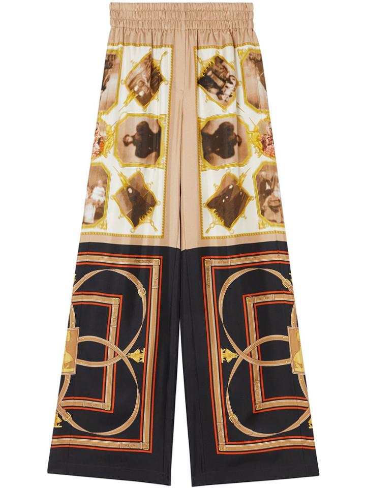Burberry Graphic Print Palazzo Pants - Brown