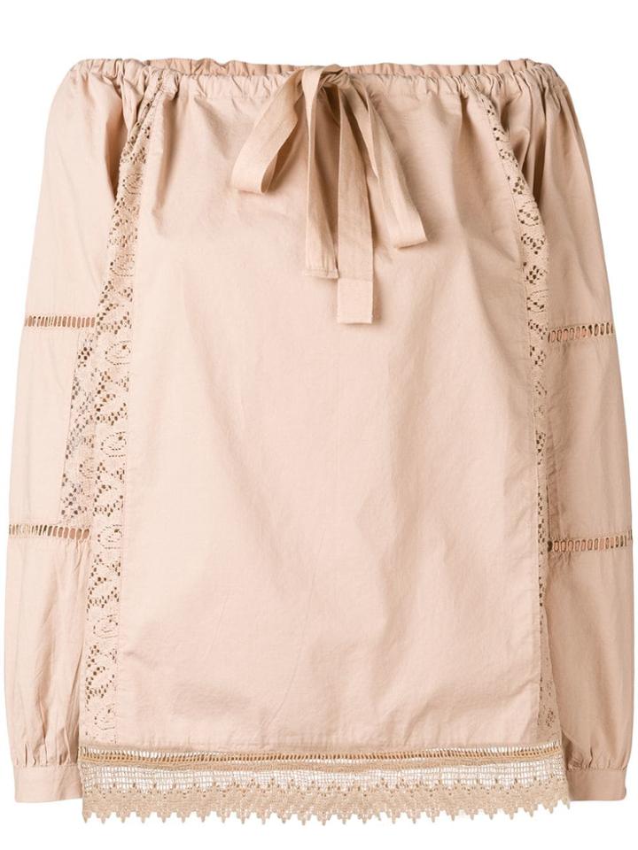 Semicouture Lace Trim Blouse - Neutrals