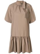 Goen.j Balloon Sleeve Mini Dress - Brown