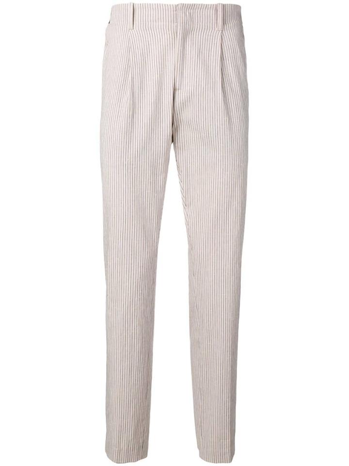 Daniele Alessandrini Striped Slim-fit Trousers - Neutrals