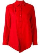 Mm6 Maison Margiela - Asymmetric Long Shirt - Women - Polyamide/polyester - 42, Red, Polyamide/polyester