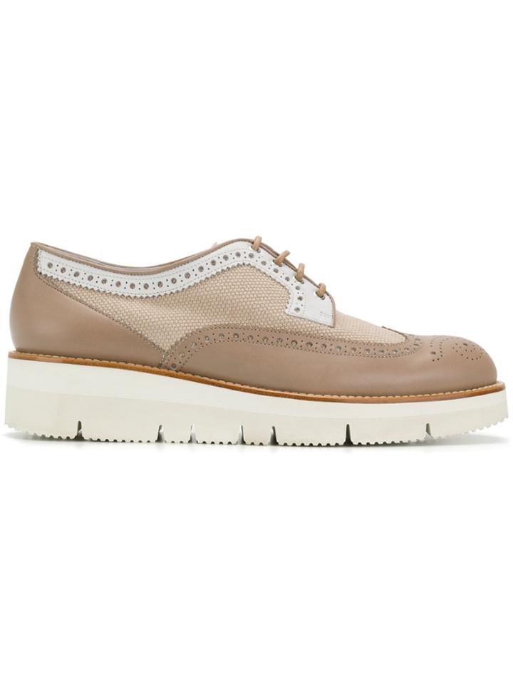 Santoni Platform Brogues - Nude & Neutrals