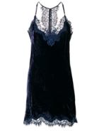 Gold Hawk Lace Detailed Slip Dress - Blue