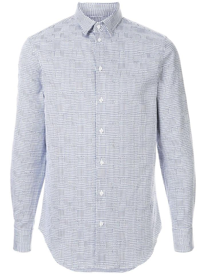 Emporio Armani Slim-fit Embroidered Shirt - Blue