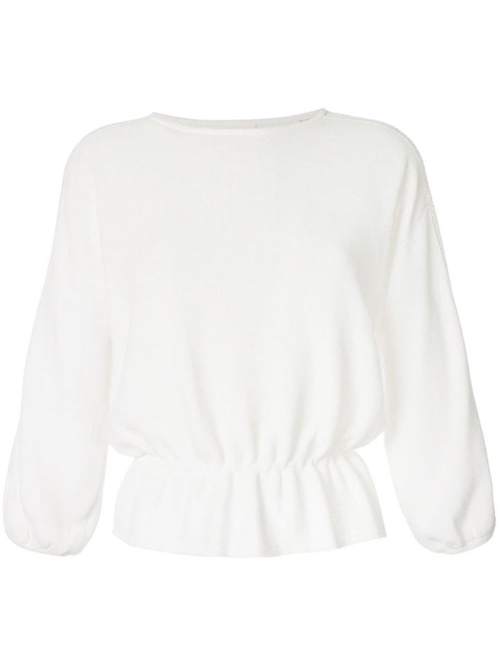 Ballsey Crochet Sleeve Jumper - White