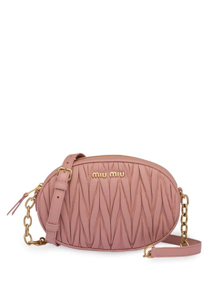 Miu Miu Matelassé Nappa Leather Bandoleer Bag - Pink