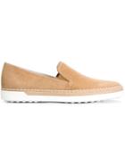 Tod S Braided Trim Slip-on Sneakers, Women's, Size: 38.5, Nude/neutrals, Suede/leather/rubber