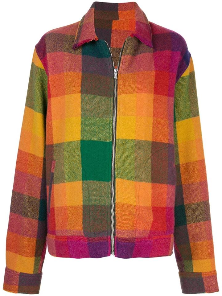The Elder Statesman Cashmere Checked Jacket - Orange