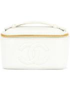 Chanel Vintage Embossed Logo Vanity Case, White