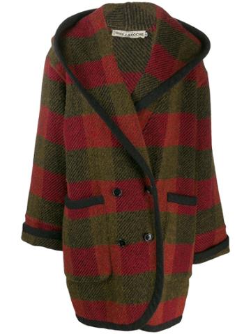 Guy Laroche Pre-owned 1980s Checked Hooded Coat - Red