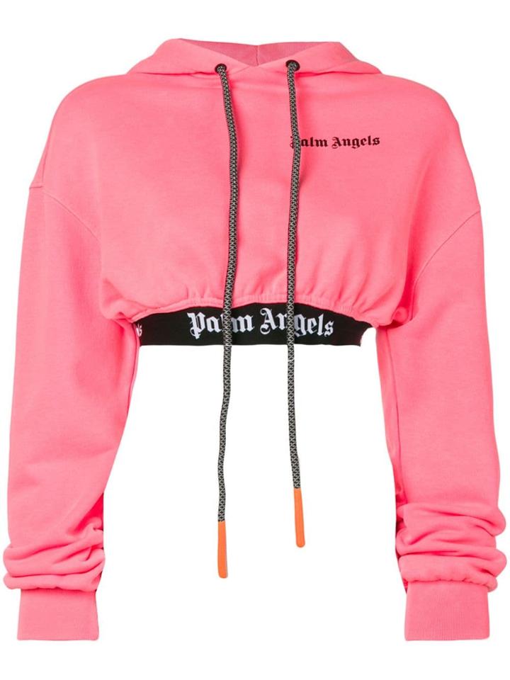 Palm Angels Logo Cropped Hoodie - Pink