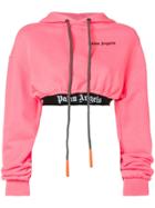 Palm Angels Logo Cropped Hoodie - Pink