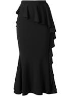 Givenchy Long Ruffled Skirt, Women's, Size: 36, Black, Spandex/elastane/viscose