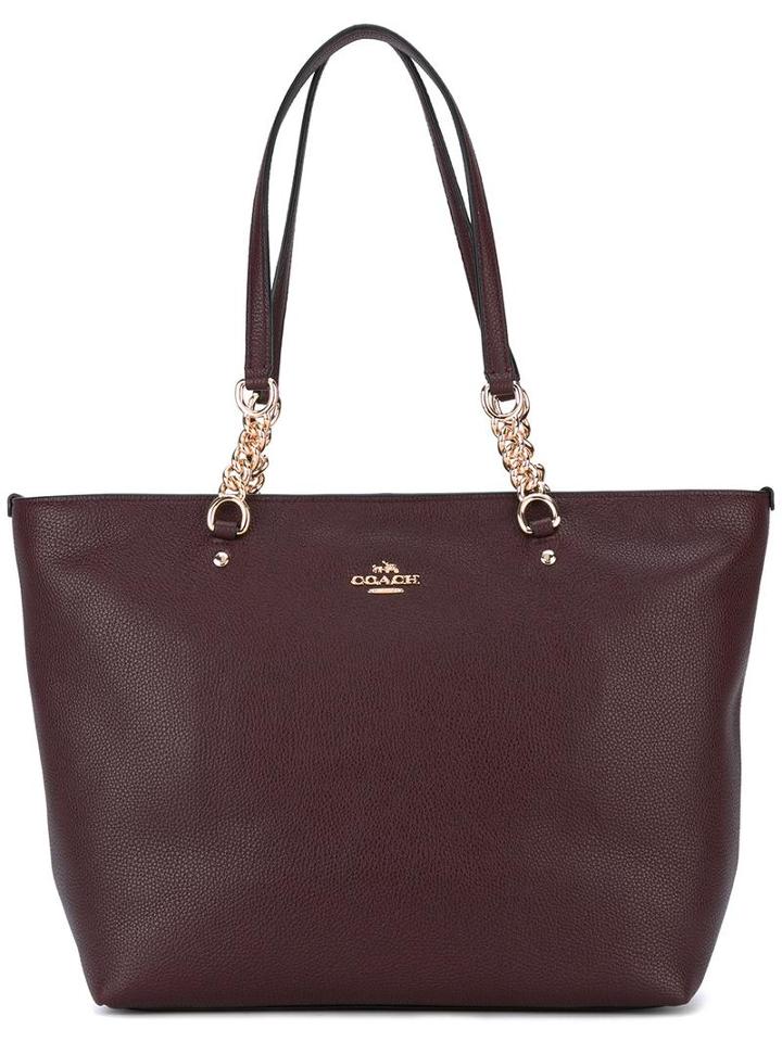 Coach Medium Double Handle Tote, Women's, Pink/purple, Calf Leather