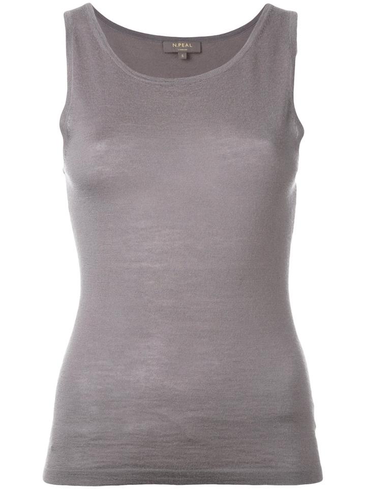 N.peal Super Fine Shell Top, Women's, Size: Large, Grey, Cashmere