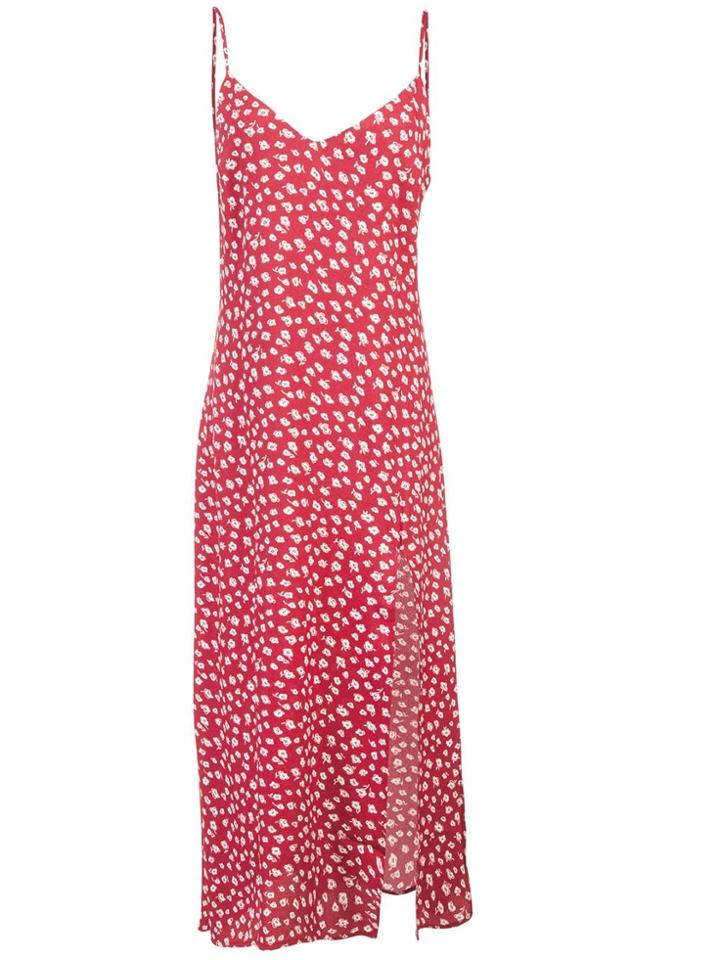 Reformation Floral Print Slip Dress - Red