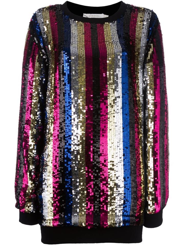 Amen Striped Paillette Jumper, Women's, Size: 38, Viscose/cotton/pvc