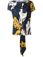 Cedric Charlier Leaf Print Tied Top