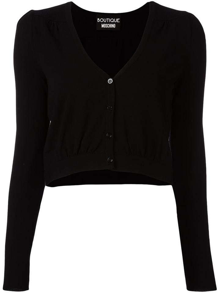 Boutique Moschino Cropped Cardigan, Women's, Size: 46, Black, Rayon/polyester