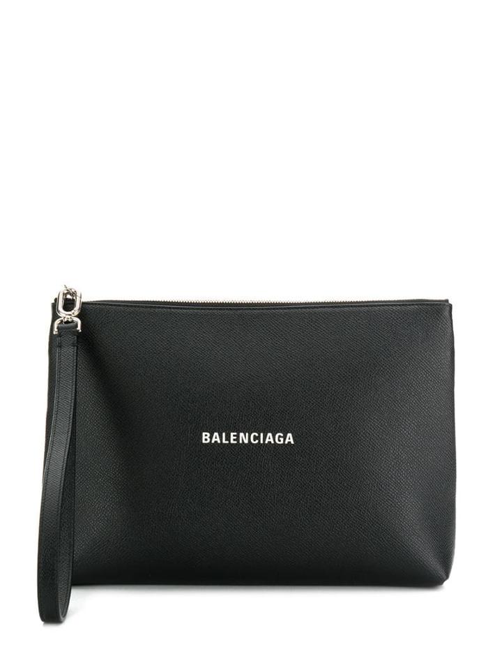 Balenciaga Embossed Logo Clutch - Black