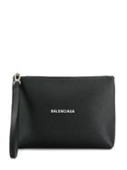 Balenciaga Embossed Logo Clutch - Black