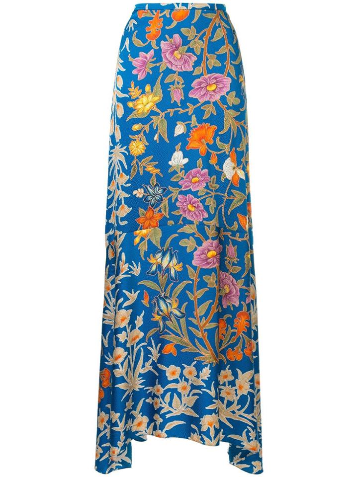 Peter Pilotto Floral Print Maxi Skirt - Blue